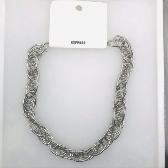 Express Jewelry - Express Silver Multi Link Chain Chunky Necklace